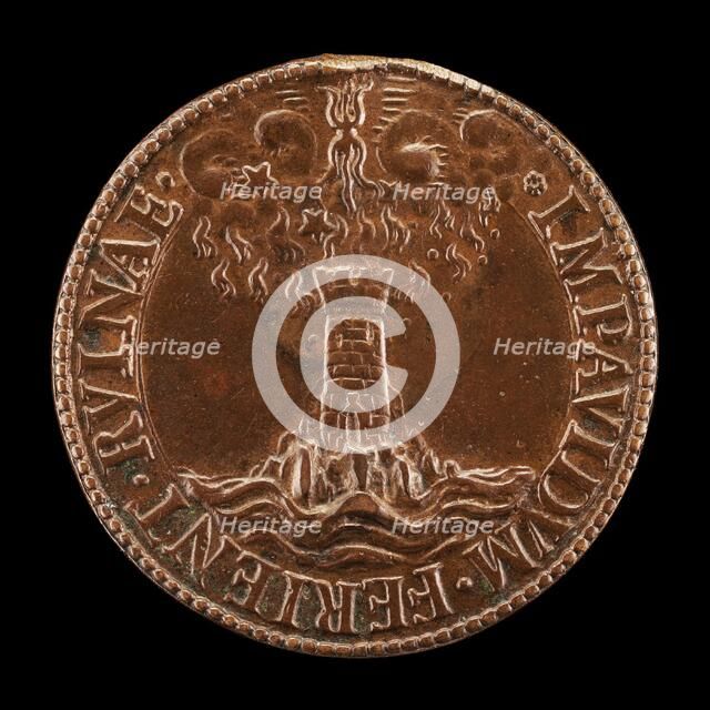 Lightning Striking a Tower in the Sea [reverse], 16th century. Creator: Unknown.