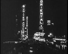 Lights on an American City Street, 1930s. Creator: British Pathe Ltd