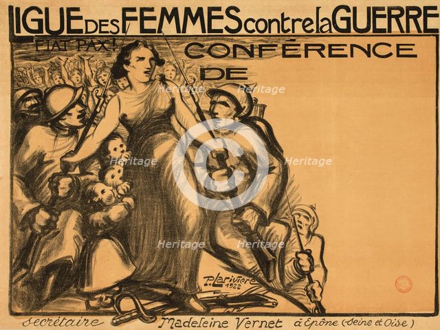 Ligue des femmes contre la guerre, 1922. Creator: Larivière, Pierre (1883-1932).