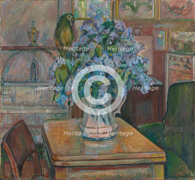 Lilacs and Parrot, 1917. Creator: Oluf Wold-Torne.