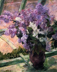 Lilacs in a Window c1880. Artist: Mary Cassatt