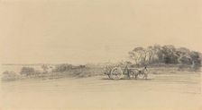 L'Ile aux Moines with Figure and Cart, c. 1858. Creator: Eugene Louis Boudin