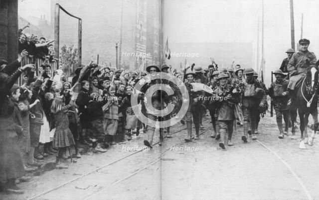 Lille being liberated by the British, France, 17 October 1918. Artist: Unknown