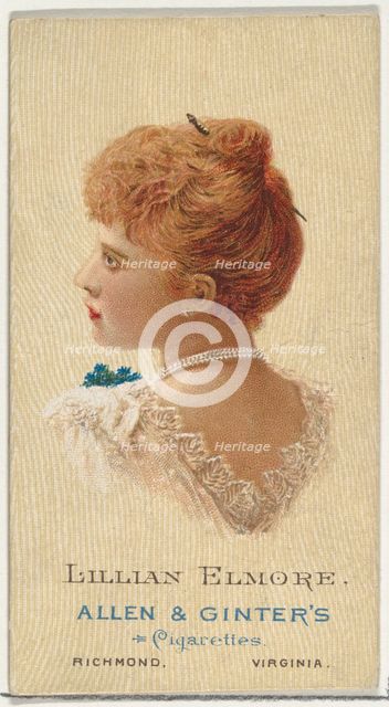 Lillian Elmore, from World's Beauties, Series 2 (N27) for Allen & Ginter Cigarettes, 1888., 1888. Creator: Allen & Ginter.