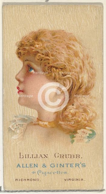 Lillian Grubb, from World's Beauties, Series 2 (N27) for Allen & Ginter Cigarettes, 1888., 1888. Creator: Allen & Ginter.