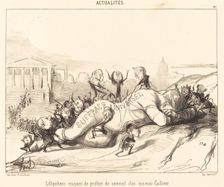 Lilliputiens essayant de profiter du sommeil..., 1850. Creator: Honore Daumier