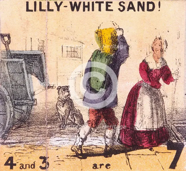 'Lilly-white Sand!', Cries of London, c1840. Artist: TH Jones