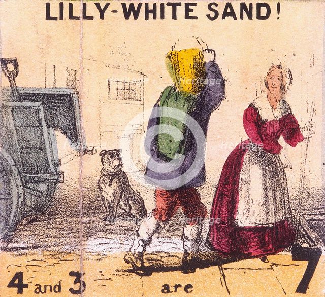'Lilly-white Sand!', Cries of London, c1840. Artist: TH Jones