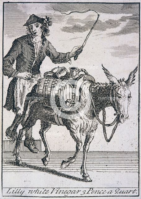 'Lilly White Vinegar 3 Pence a Quart', Cries of London, (c1688?). Artist: Anon