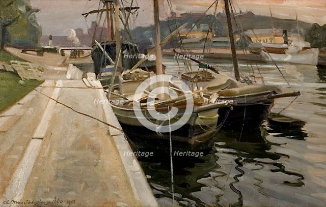 Lime boats, 1908. Creator: Alarik Munsterhjelm.