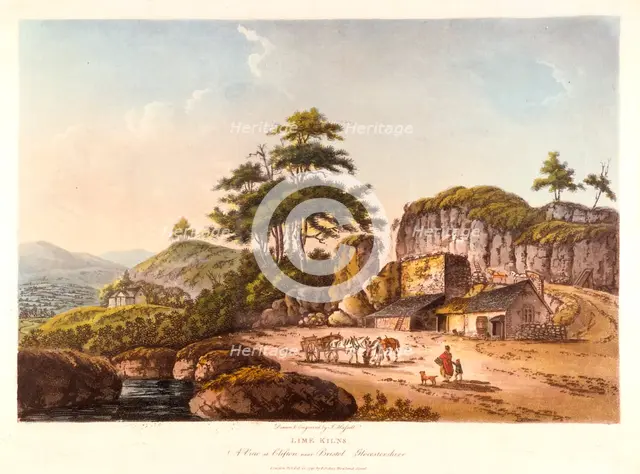 'Lime Kilns. A View at Clifton near Bristol, Gloucestershire', 1798.  Creator: John Hassell.