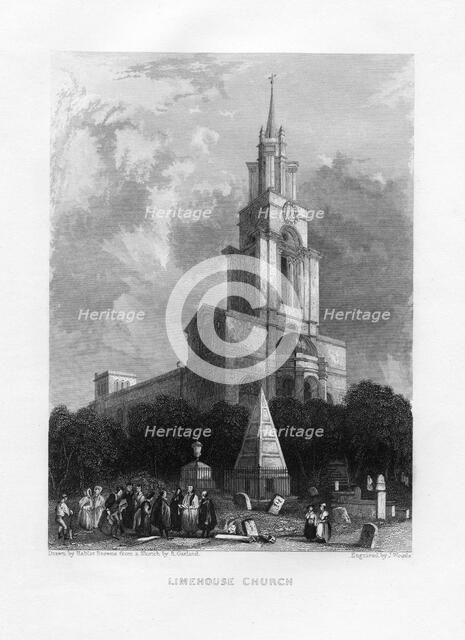 Limehouse Church, London, 19th century.Artist: J Woods
