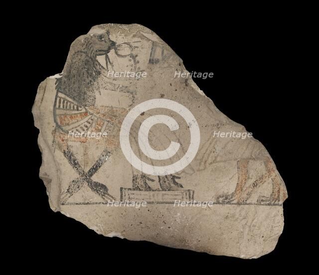 Limestone ostraca with sketches in red and black ink, XIXth Dynasty, c1292 -c1190 BC. Artist: Unknown.