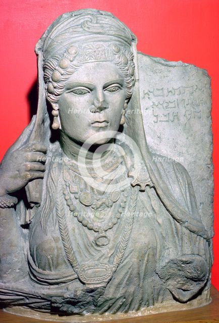 Limestone bust of Aqmat, daughter of Hagago, Palmyra, Syria, c100-c150. Artist: Unknown