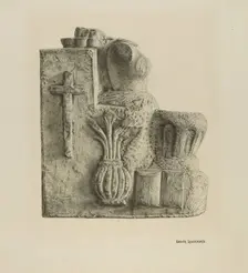 Limestone Font, 1935/1942. Creator: Ursula Lauderdale