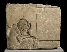 Limestone fragment carved relief of sleepy servant, XVIIIth Dynasty, c1540-c1292BC