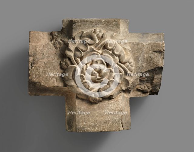 Limestone Keystone from a Vaulted Ceiling, German, ca. 1220-30. Creator: Unknown.