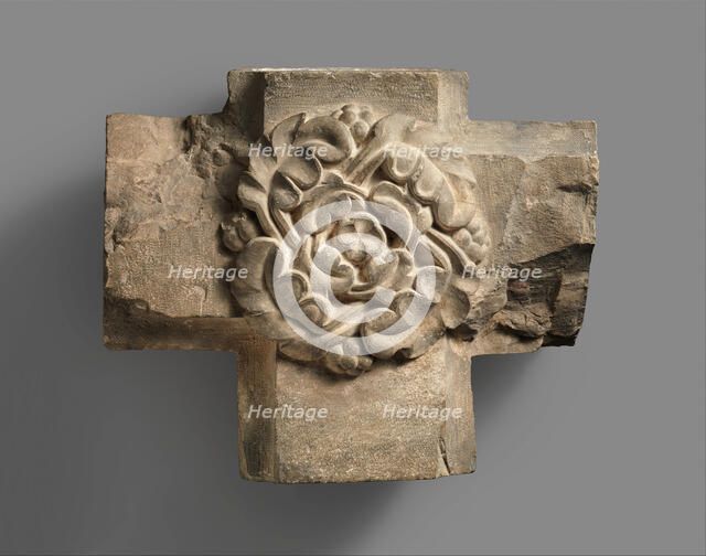 Limestone Keystone from a Vaulted Ceiling, German, ca. 1220-30. Creator: Unknown.