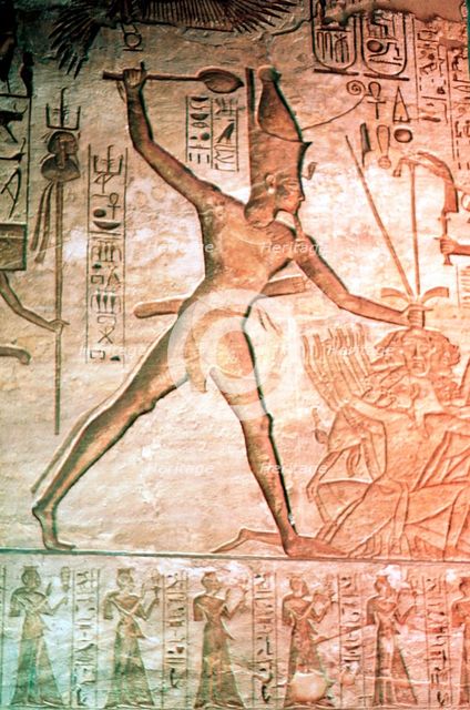 Limestone relief from the Temple of Rameses II, Abu Simbel, Egypt, 13th century BC. Artist: Unknown