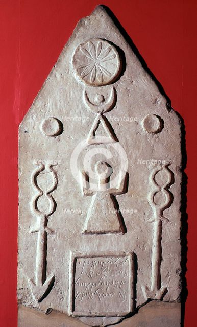 Limestone stela with a dedication to Baal, from Carthage, north Africa, 2nd-1st century BC. Artist: Unknown