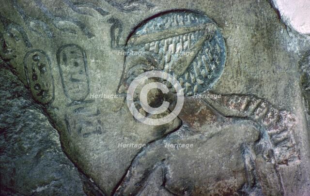 Limestone stela with a seated figure of Akhenaten, Egypt, 18th Dynasty, c1340 BC. Artist: Unknown