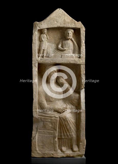 Limestone tomb stele, relief, Hellenistic Period (Cyprus), c325-30BC. Artist: Unknown.