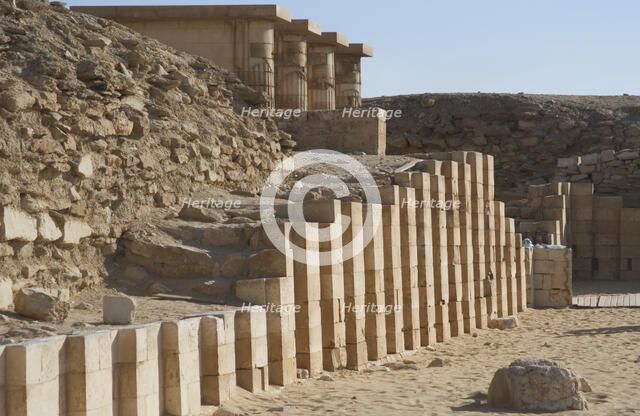 Limestone walls, Djoser's complex, Saqqara, Egypt, Old Kingdom, 3rd Millennium (2003). Creator: Unknown.