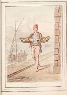 Limon Cryer of Naples, leaf from A Collection of Dresses by David Allan Mostly from Nature 1776. Creator: David Allan