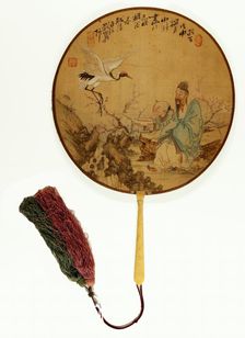 Lin Hejing Feeding a Crane in a Plum Grove, China, Qing dynasty (1644-1911), 1908. Creator: Liu Baojun