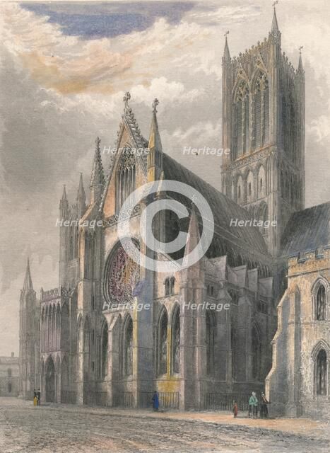 'Lincoln Cathedral - View of South Transept & Central Tower', 1836. Artist: Benjamin Winkles.