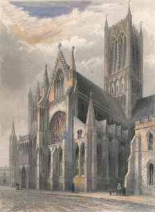 Lincoln Cathedral - View of South Transept & Central Tower 1836. Artist: Benjamin Winkles