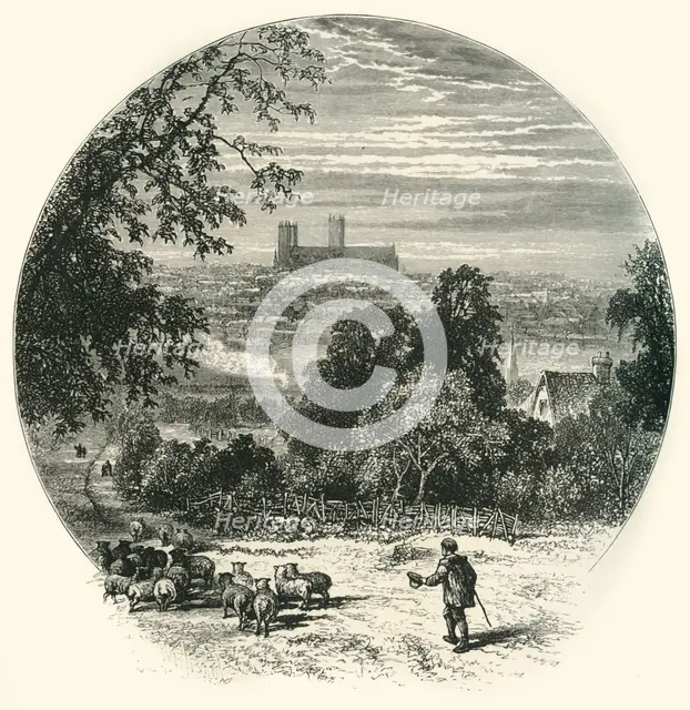 'Lincoln, from Canwick Hill', c1870.