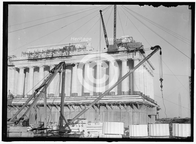 Lincoln Memorial under construction, between 1913 and 1918. Creator: Harris & Ewing.