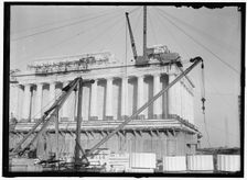 Lincoln Memorial under construction, between 1913 and 1918. Creator: Harris & Ewing