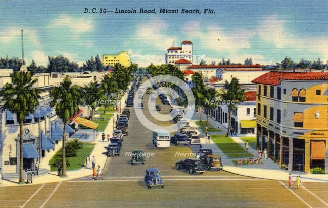 Lincoln Road, Miami Beach, Florida, USA, 1938. Artist: Unknown