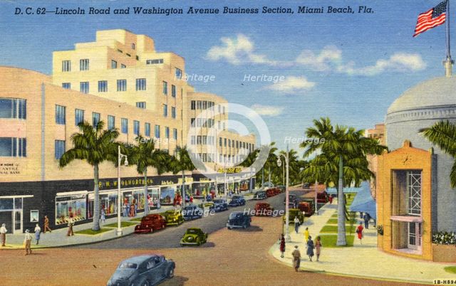 Lincoln Road and Washington Avenue, Miami Beach, Florida, USA, 1941. Artist: Unknown