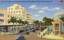 Lincoln Road and Washington Avenue, Miami Beach, Florida, USA, 1941
