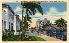 Lincoln Road, looking west from Washington Avenue, Miami Beach, Florida, USA, 1937