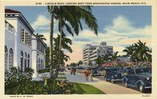 Lincoln Road, looking west from Washington Avenue, Miami Beach, Florida, USA, 1937