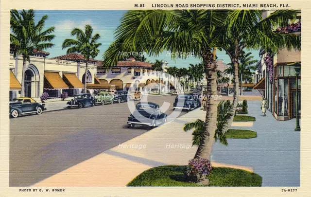 Lincoln Road shopping district, Miami Beach, Florida, USA, 1937. Artist: Unknown
