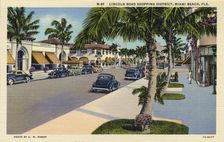 Lincoln Road shopping district, Miami Beach, Florida, USA, 1937