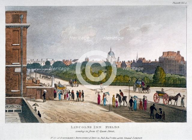Lincoln's Inn Fields, Holborn, London, 1810. Artist: Anon
