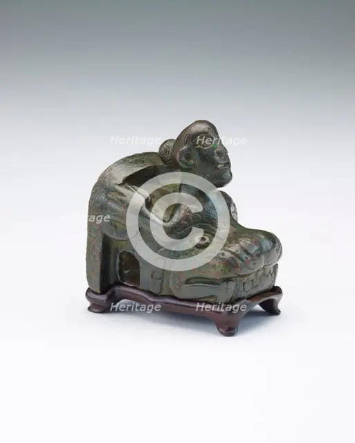 Linchpin on the form of a figure and dragon head, Han dynasty, 122-125. Creator: Unknown.