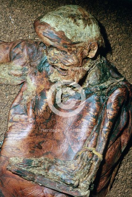 Lindow Man, found in a peat moss bog in Ireland, c2nd century BC. Artist: Unknown