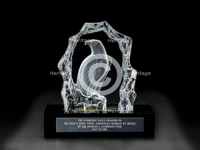 Lindbergh Eagle Award presented to Sally Ride, 1985. Creator: Malcolm & Hayes.