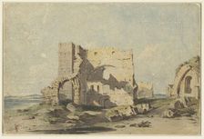 Lindisfarne Abbey on Holy Island, Northumberland, 1830. Creator: John Varley I