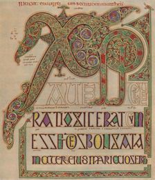 Lindisfarne Gospels, Christi autem page. British Museum c700 AD, (1935)
