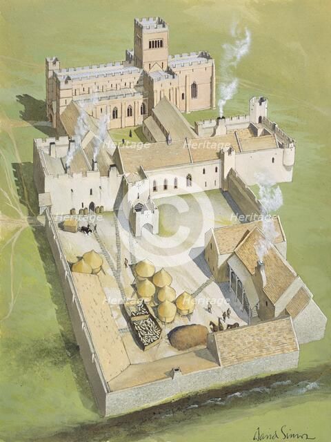 Lindisfarne Priory, Holy Island, Northumberland. Artist: David Simon.