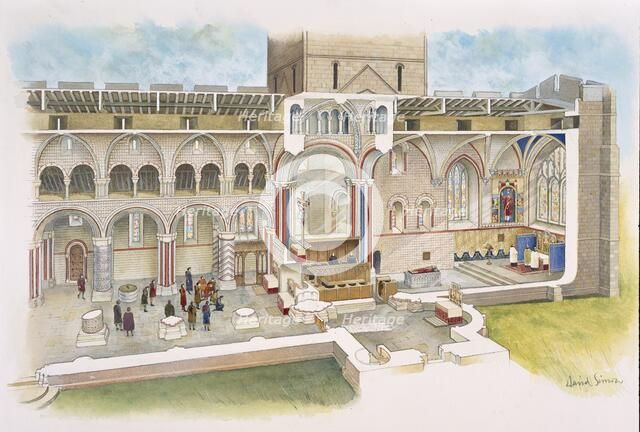 Lindisfarne Priory, Holy Island, Northumberland. Artist: David Simon.