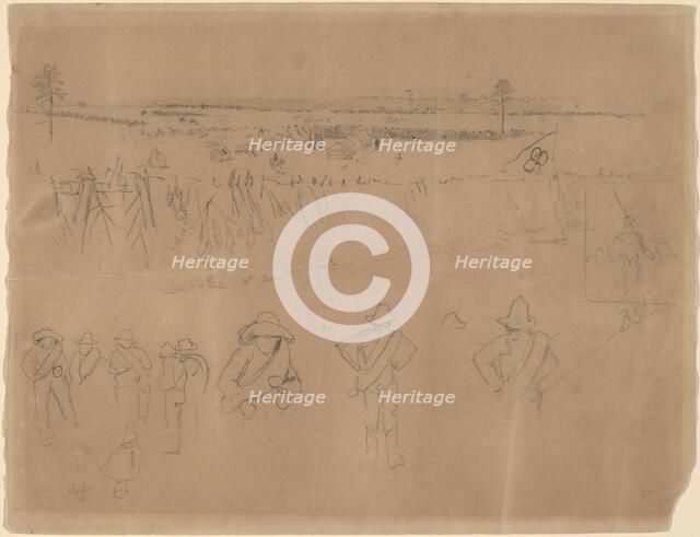 Line-ups and Trenches [recto], 1864. Creator: Winslow Homer.